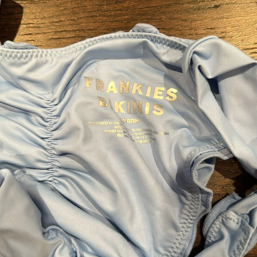 Frankie’s Bikinis Blue Ruffle Colby Bikini Set